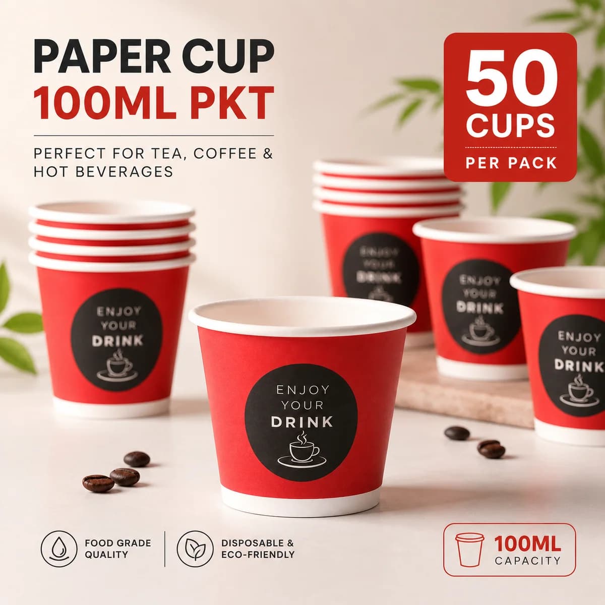 100ml Paper Cups Packet
