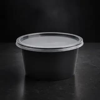 500 ML Black Plastic Food Container with Transparent Lid - image 1