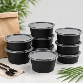 500 ML Black Plastic Food Container with Transparent Lid - image 2