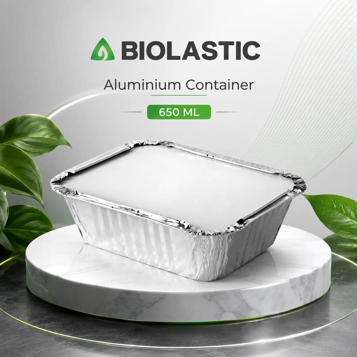 Aluminium Foil Food Container with Lid - 650 ML (100 Pieces)