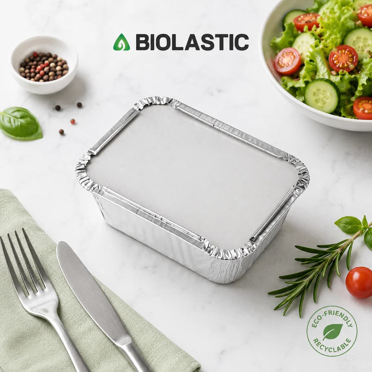 Aluminium Foil Food Container with Lid - 650 ML (100 Pieces)
