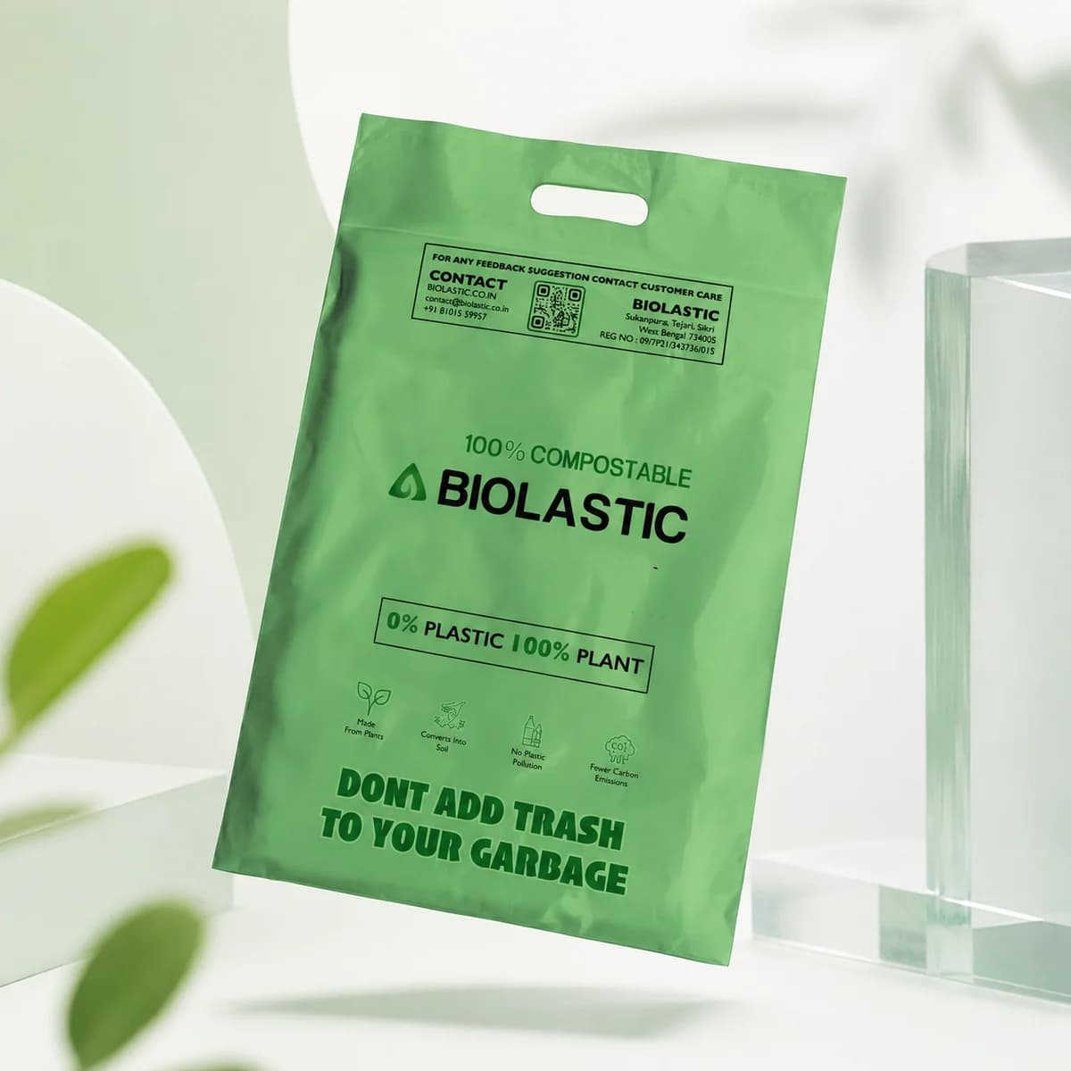 Compostable D-Cut Carry Bag - 12 x 18 Inch - image 1
