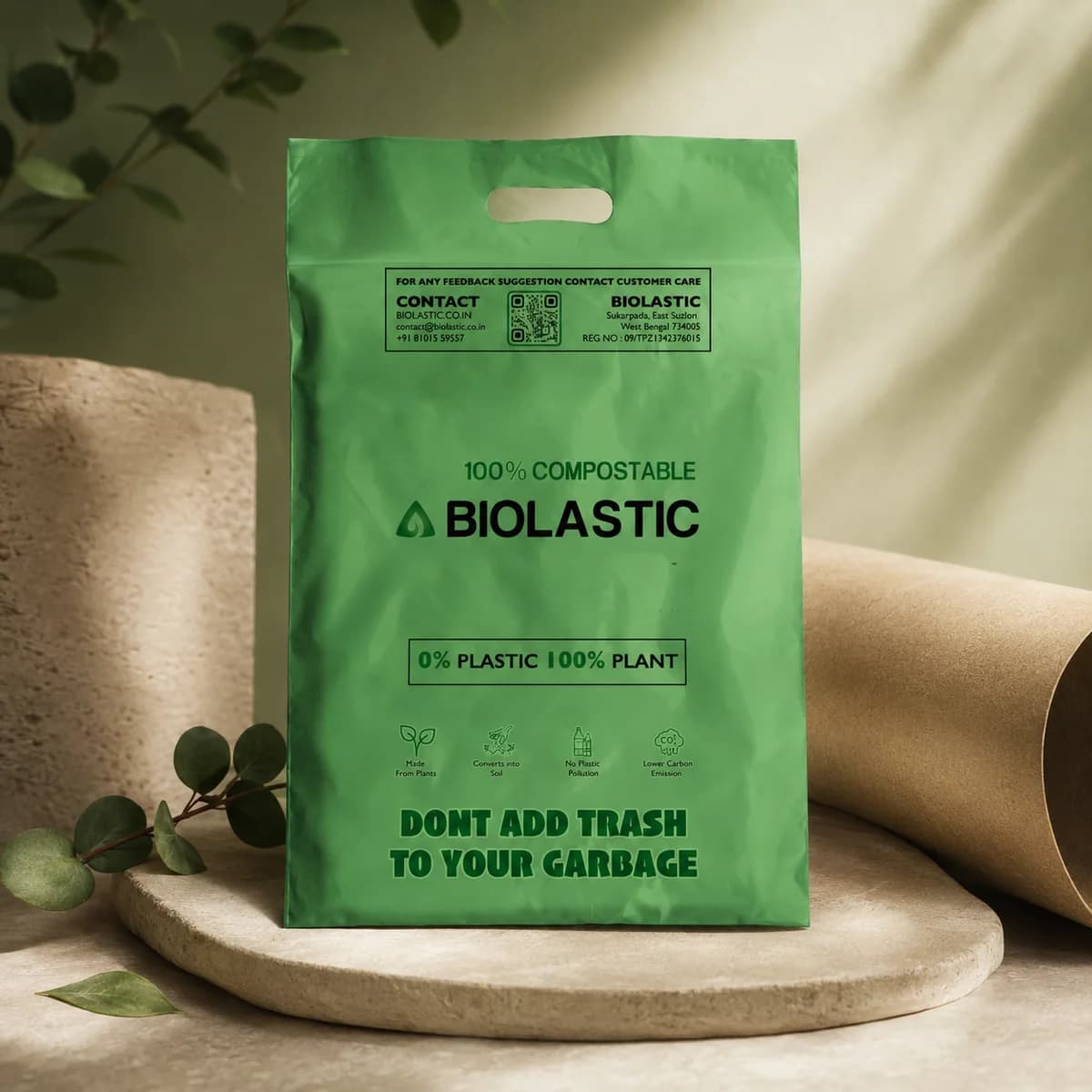 Compostable D-Cut Carry Bag - 12 x 18 Inch - image 3