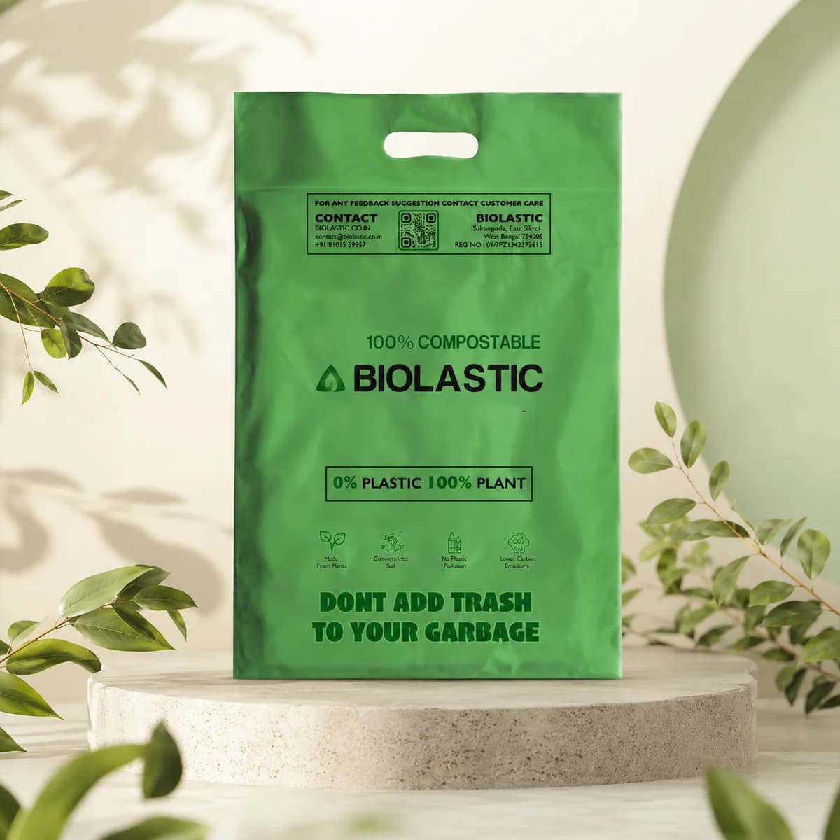 Compostable D-Cut Carry Bag - 16 x 22 Inch - image 1