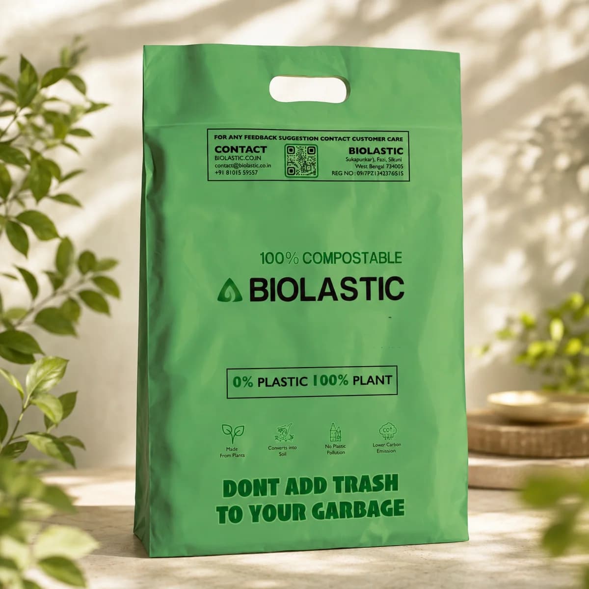 Compostable D-Cut Carry Bag - 14 x 20 Inch - image 1