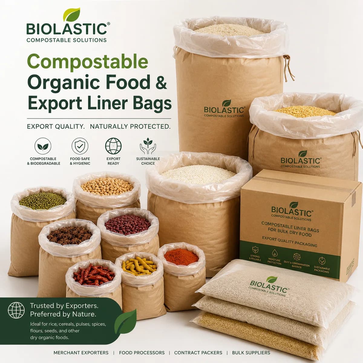 Compostable Rice, Premium Grain & Seed Liner Bags – 5 KG, 10 KG & 25 KG