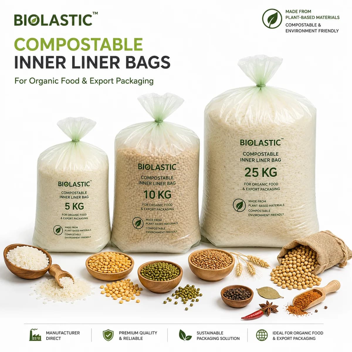 Compostable Rice, Premium Grain & Seed Liner Bags – 5 KG, 10 KG & 25 KG - image 1