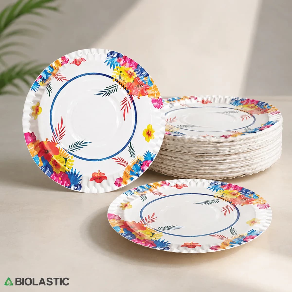 Plate ITC 180 12 Inch Printed Disposable Paper Plate Packet